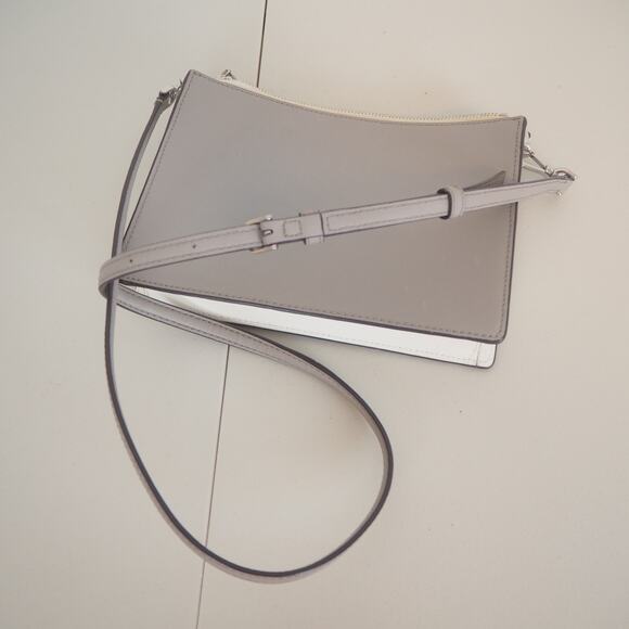 Kate Spade Cameron Double Zip Gray Leather Adjustable Crossbody Bag Purse - Picture 12 of 14